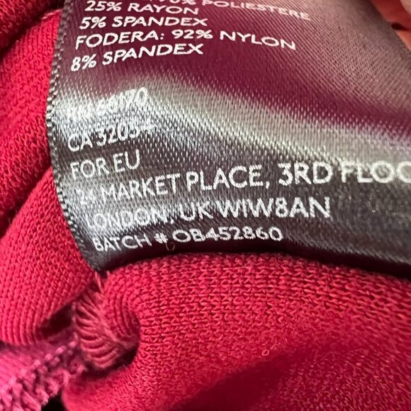 Silence + Noise Romper Womens Size Medium Cranberry Burgundy Long Sleeve Pockets - Picture 15 of 16